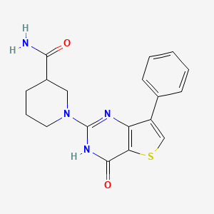 molecular formula C18H18N4O2S B2464897 1-(4-Oxo-7-phenyl-3,4-dihydrothieno[3,2-d]pyrimidin-2-yl)piperidine-3-carboxamide CAS No. 1242998-43-1