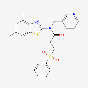 molecular formula C24H23N3O3S2 B2464898 N-(4,6-dimethylbenzo[d]thiazol-2-yl)-3-(phenylsulfonyl)-N-(pyridin-3-ylmethyl)propanamide CAS No. 895421-92-8