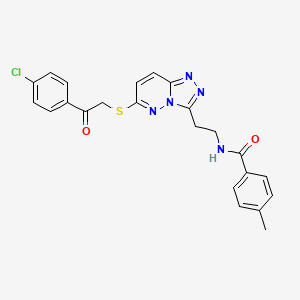 molecular formula C23H20ClN5O2S B2464900 N-(2-(6-((2-(4-chlorophenyl)-2-oxoethyl)thio)-[1,2,4]triazolo[4,3-b]pyridazin-3-yl)ethyl)-4-methylbenzamide CAS No. 872995-41-0