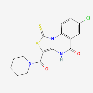 molecular formula C16H14ClN3O2S2 B2464902 7-氯-3-(哌啶-1-基甲酰)-1-硫代[1,3]噻唑并[3,4-a]喹唑啉-5(4H)-酮 CAS No. 1111062-71-5