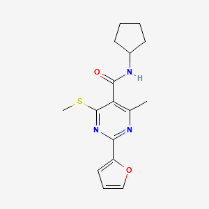 N-cyclopentyl-2-(furan-2-yl)-4-methyl-6-(methylsulfanyl)pyrimidine-5-carboxamide