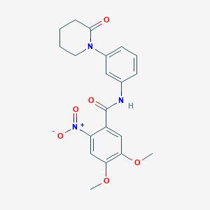 molecular formula C20H21N3O6 B2464946 4,5-dimethoxy-2-nitro-N-(3-(2-oxopiperidin-1-yl)phenyl)benzamide CAS No. 942013-99-2