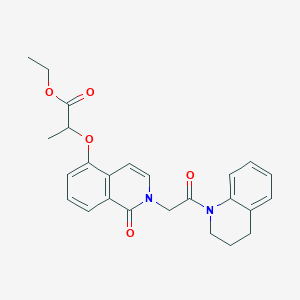 molecular formula C25H26N2O5 B2464947 2-[2-[2-(3,4-二氢-2H-喹啉-1-基)-2-氧代乙基]-1-氧代异喹啉-5-基]氧基丙酸乙酯 CAS No. 868224-32-2