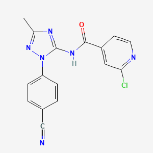 molecular formula C16H11ClN6O B2464948 2-chloro-N-[1-(4-cyanophenyl)-3-methyl-1H-1,2,4-triazol-5-yl]pyridine-4-carboxamide CAS No. 1375222-23-3