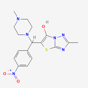 molecular formula C17H20N6O3S B2464952 2-Methyl-5-((4-methylpiperazin-1-yl)(4-nitrophenyl)methyl)thiazolo[3,2-b][1,2,4]triazol-6-ol CAS No. 851969-16-9