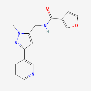 molecular formula C15H14N4O2 B2464958 N-((1-methyl-3-(pyridin-3-yl)-1H-pyrazol-5-yl)methyl)furan-3-carboxamide CAS No. 2034416-55-0
