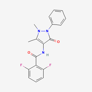 molecular formula C18H15F2N3O2 B2464960 N-(1,5-dimethyl-3-oxo-2-phenyl-2,3-dihydro-1H-pyrazol-4-yl)-2,6-difluorobenzenecarboxamide CAS No. 356569-20-5