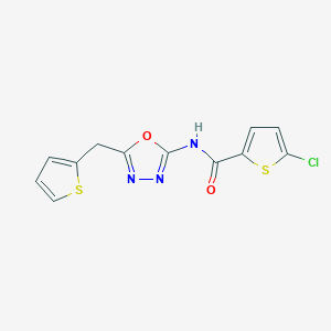molecular formula C12H8ClN3O2S2 B2464963 5-氯-N-(5-(噻吩-2-基甲基)-1,3,4-恶二唑-2-基)噻吩-2-甲酰胺 CAS No. 1020977-39-2