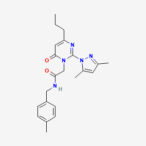 molecular formula C22H27N5O2 B2464965 2-(2-(3,5-dimethyl-1H-pyrazol-1-yl)-6-oxo-4-propylpyrimidin-1(6H)-yl)-N-(4-methylbenzyl)acetamide CAS No. 1002043-21-1