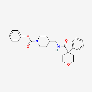 molecular formula C25H30N2O4 B2464966 苯基 4-((4-苯基四氢-2H-吡喃-4-甲酰胺基)甲基)哌啶-1-甲酸酯 CAS No. 1235327-18-0
