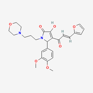 molecular formula C26H30N2O7 B2464968 (E)-5-(3,4-dimethoxyphenyl)-4-(3-(furan-2-yl)acryloyl)-3-hydroxy-1-(3-morpholinopropyl)-1H-pyrrol-2(5H)-one CAS No. 862315-45-5