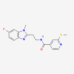 molecular formula C17H17FN4OS B2464972 N-[2-(6-fluoro-1-methyl-1H-1,3-benzodiazol-2-yl)ethyl]-2-(methylsulfanyl)pyridine-4-carboxamide CAS No. 1355861-49-2