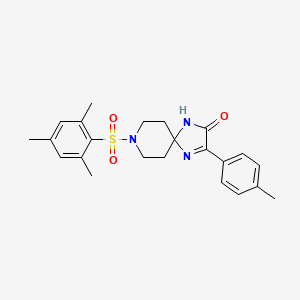 molecular formula C23H27N3O3S B2464978 8-(Mesitylsulfonyl)-3-(p-tolyl)-1,4,8-triazaspiro[4.5]dec-3-en-2-one CAS No. 1185159-25-4