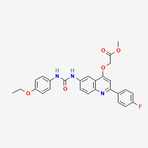 Methyl 2-((6-(3-(4-ethoxyphenyl)ureido)-2-(4-fluorophenyl)quinolin-4-yl)oxy)acetate