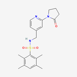 molecular formula C20H25N3O3S B2465000 2,3,5,6-tetramethyl-N-((2-(2-oxopyrrolidin-1-yl)pyridin-4-yl)methyl)benzenesulfonamide CAS No. 2034466-24-3
