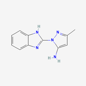 molecular formula C11H11N5 B2465001 2-(1H-Benzoimidazol-2-yl)-5-methyl-2H-pyrazol-3-ylamine CAS No. 375394-74-4