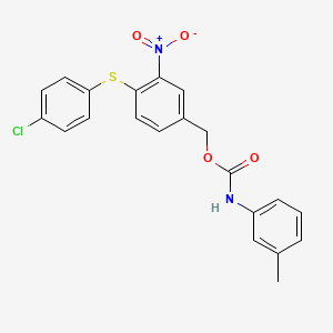 molecular formula C21H17ClN2O4S B2465008 4-[(4-chlorophenyl)sulfanyl]-3-nitrobenzyl N-(3-methylphenyl)carbamate CAS No. 320424-15-5