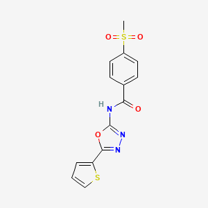 4-methylsulfonyl-N-(5-thiophen-2-yl-1,3,4-oxadiazol-2-yl)benzamide