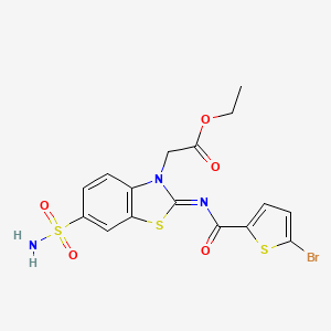 Ethyl 2-[2-(5-bromothiophene-2-carbonyl)imino-6-sulfamoyl-1,3-benzothiazol-3-yl]acetate