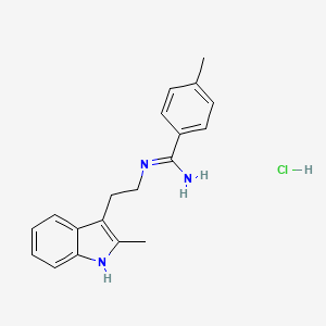 molecular formula C19H22ClN3 B2465023 4-methyl-N-(2-(2-methyl-1H-indol-3-yl)ethyl)benzimidamide hydrochloride CAS No. 1215701-85-1