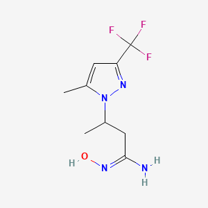 molecular formula C9H13F3N4O B2465032 N'-Hydroxy-3-(5-methyl-3-(trifluoromethyl)-1H-pyrazol-1-yl)butanimidamide CAS No. 1006353-01-0