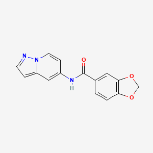 molecular formula C15H11N3O3 B2465033 N-(pyrazolo[1,5-a]pyridin-5-yl)benzo[d][1,3]dioxole-5-carboxamide CAS No. 2034402-17-8