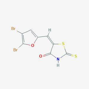molecular formula C8H3Br2NO2S2 B2465040 (5E)-5-[(4,5-dibromofuran-2-yl)methylidene]-2-thioxo-1,3-thiazolidin-4-one CAS No. 330685-33-1