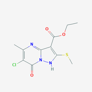 molecular formula C11H12ClN3O3S B246505 Ethyl 6-chloro-7-hydroxy-5-methyl-2-(methylsulfanyl)pyrazolo[1,5-a]pyrimidine-3-carboxylate 