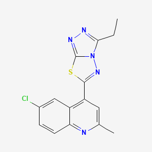 molecular formula C15H12ClN5S B2465050 6-(6-Chloro-2-methylquinolin-4-yl)-3-ethyl-[1,2,4]triazolo[3,4-b][1,3,4]thiadiazole CAS No. 853754-14-0