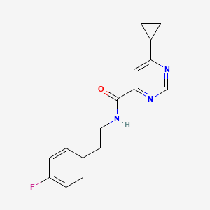 molecular formula C16H16FN3O B2465052 6-Cyclopropyl-N-[2-(4-fluorophenyl)ethyl]pyrimidine-4-carboxamide CAS No. 2415553-59-0