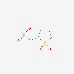 molecular formula C5H9ClO4S2 B2465066 (1,1-Dioxidotetrahydrothiophen-2-YL)methanesulfonyl chloride CAS No. 1955530-78-5