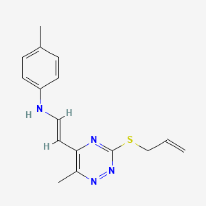 molecular formula C16H18N4S B2465075 N-(2-(3-(Allylsulfanyl)-6-methyl-1,2,4-triazin-5-yl)vinyl)-4-methylaniline CAS No. 477865-91-1