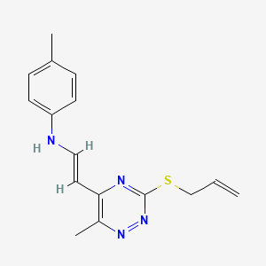 molecular formula C16H18N4S B2465075 N-(2-(3-(Allylsulfanyl)-6-méthyl-1,2,4-triazin-5-yl)vinyl)-4-méthylaniline CAS No. 477865-91-1