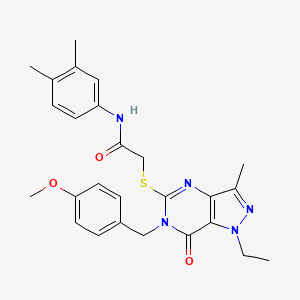 N-(3,4-dimethylphenyl)-2-((1-ethyl-6-(4-methoxybenzyl)-3-methyl-7-oxo-6,7-dihydro-1H-pyrazolo[4,3-d]pyrimidin-5-yl)thio)acetamide