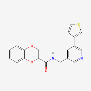 N-((5-(thiophen-3-yl)pyridin-3-yl)methyl)-2,3-dihydrobenzo[b][1,4]dioxine-2-carboxamide