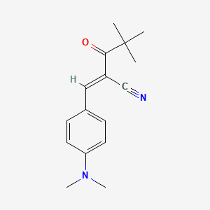 molecular formula C16H20N2O B2465095 3-(4-(二甲氨基)苯基)-2-(2,2-二甲基丙酰)丙-2-烯腈 CAS No. 1497445-43-8