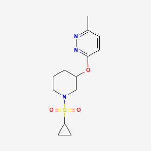 molecular formula C13H19N3O3S B2465098 3-((1-(Cyclopropylsulfonyl)piperidin-3-yl)oxy)-6-methylpyridazine CAS No. 2034226-96-3