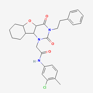 N-(3-chloro-4-methylphenyl)-2-[4,6-dioxo-5-(2-phenylethyl)-8-oxa-3,5-diazatricyclo[7.4.0.0^{2,7}]trideca-1(9),2(7),10,12-tetraen-3-yl]acetamide
