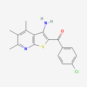 molecular formula C17H15ClN2OS B2465127 (3-Amino-4,5,6-trimethylthieno[2,3-b]pyridin-2-yl)(4-chlorophenyl)methanone CAS No. 328113-37-7
