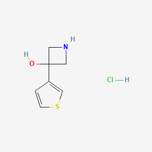 molecular formula C7H10ClNOS B2465130 3-Thiophen-3-ylazetidin-3-ol;hydrochloride CAS No. 2413877-64-0