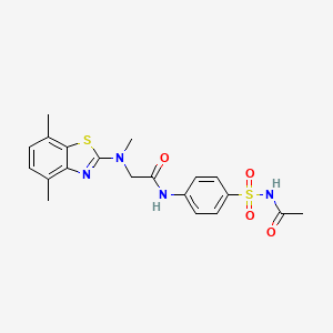 molecular formula C20H22N4O4S2 B2465154 N-(4-(N-acetylsulfamoyl)phenyl)-2-((4,7-dimethylbenzo[d]thiazol-2-yl)(methyl)amino)acetamide CAS No. 1351645-79-8