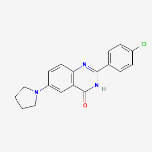 molecular formula C18H16ClN3O B2465155 2-(4-氯苯基)-6-(1-吡咯烷基)-4(3H)-喹唑啉酮 CAS No. 299897-98-6