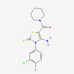(4-Amino-3-(3-chloro-4-fluorophenyl)-2-thioxo-2,3-dihydrothiazol-5-yl)(piperidin-1-yl)methanone