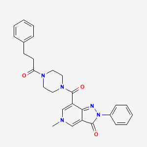 5-methyl-2-phenyl-7-(4-(3-phenylpropanoyl)piperazine-1-carbonyl)-2H-pyrazolo[4,3-c]pyridin-3(5H)-one