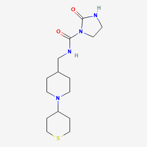 molecular formula C15H26N4O2S B2465170 2-oxo-N-((1-(tetrahydro-2H-thiopyran-4-yl)piperidin-4-yl)methyl)imidazolidine-1-carboxamide CAS No. 2034260-54-1