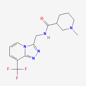 molecular formula C15H18F3N5O B2465173 1-甲基-N-{[8-(三氟甲基)-[1,2,4]三唑并[4,3-a]吡啶-3-基]甲基}哌啶-3-甲酰胺 CAS No. 2034536-66-6