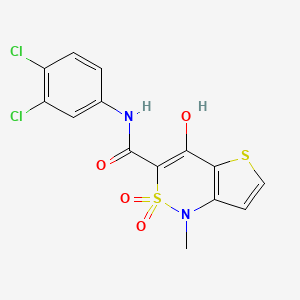 molecular formula C14H10Cl2N2O4S2 B2465187 N-(3,4-dichlorophenyl)-4-hydroxy-1-methyl-2,2-dioxo-1H-2lambda6-thieno[3,2-c][1,2]thiazine-3-carboxamide CAS No. 303987-82-8