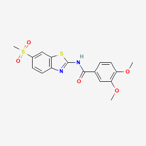 molecular formula C17H16N2O5S2 B2465202 N-(6-Methanesulfonyl-benzothiazol-2-yl)-3,4-dimethoxy-benzamide CAS No. 349617-85-2