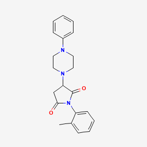 molecular formula C21H23N3O2 B2465207 1-(2-Methylphenyl)-3-(4-phenylpiperazin-1-yl)pyrrolidine-2,5-dione CAS No. 500279-86-7