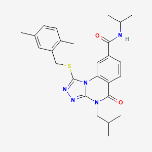 molecular formula C26H31N5O2S B2465219 1-[(2,5-二甲苯甲基)硫基]-4-异丁基-N-异丙基-5-氧代-4,5-二氢[1,2,4]三唑并[4,3-a]喹唑啉-8-甲酰胺 CAS No. 1111221-73-8